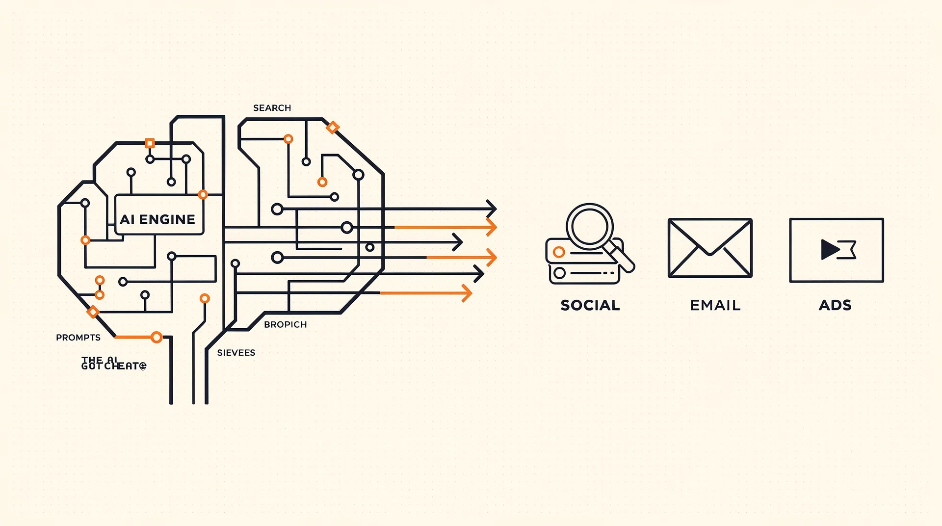 Output got cheap. Oversight didn't. The AI marketing primer. — hero illustration